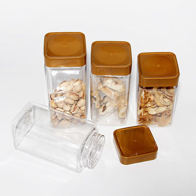 PET Clear Empty BPA Free Storage Container กระปุกพลาสติกทรงเหลี่ยมพร้อมฝาเกลียว