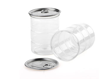 Heat Protection Clear Plastic Cylinder PET Easy Open Lid Canned Package