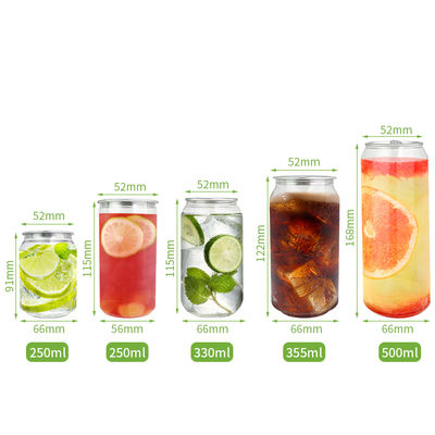 250ml PET Clear Plastic Soft Drinks Jar With Lid For Juice Coffee Beverage Packaging