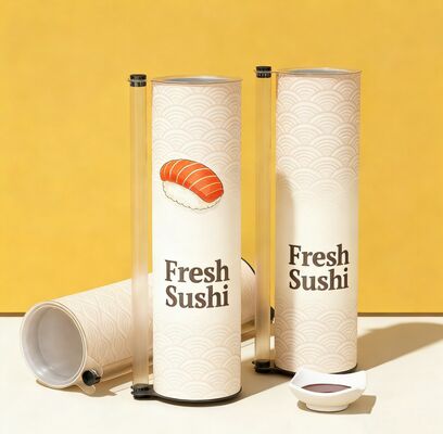 Customized Printed Biodegradable Sushi Push Pop Paper Tube Packaging Food Grade Push up Paper Canister Can
