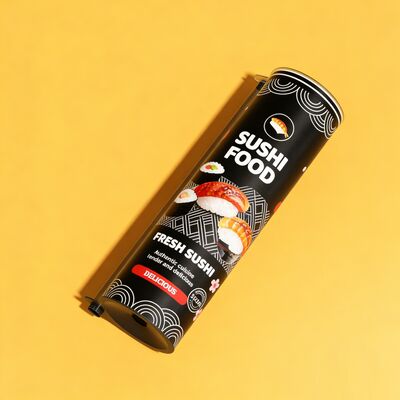 Eco-Friendly Food Grade Paper Composite Cans with Aluminum Foil or PE Inner and CMYK Printing for Sushi Push Pop Up Packaging