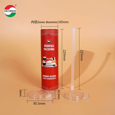 Custom Food Grade Push Pop up Sushi Paper Tube Packaging with Soy Sauce Pipe Cylinder Packaging with Chopsticks Easy to Take