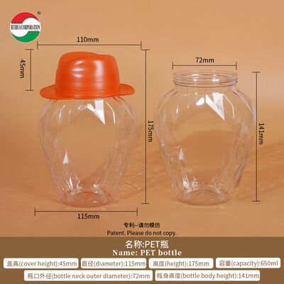 New Product Hat-Shaped Lid PET Can Plasticbottle Food Grade Wide Mouth Cans Hot Sale Factory Made