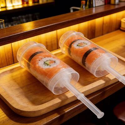 PP Plastic Takeout Sushi Roll Push up pop Tube Packaging Shooter Cup Cylinder Container with Lid