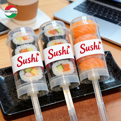 New Eco Friendly Clear PP Plastic To Go Sushi Roll Push Up Pop Tube Packaging Shooter Cup Cylinder Container With Cover