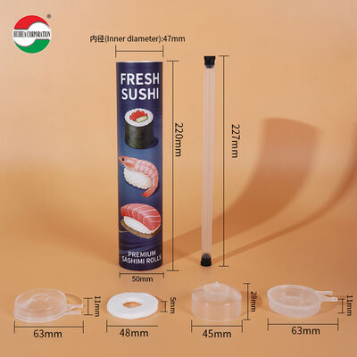 Custom Printed Push Up Sushi Paper Tube Packaging Food Grade Cylinder Can With Soy Sauce Tube Holder
