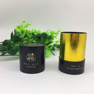Custom Loose-Leaf Tea Gold Paper Tube Packaging with Clear Cut Out and 128/157g Art Paper