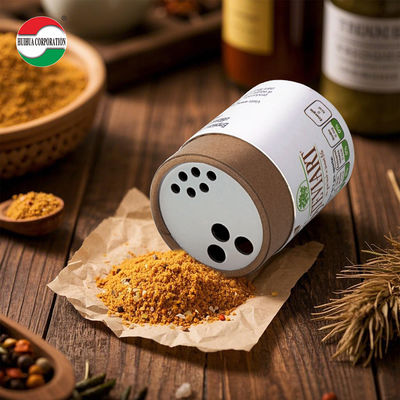 หลอดกระดาษคราฟท์ OEM ที่ย่อยสลายได้ทางชีวภาพ พร้อมรูด้านบนสำหรับเครื่องปรุงรส เกลือ