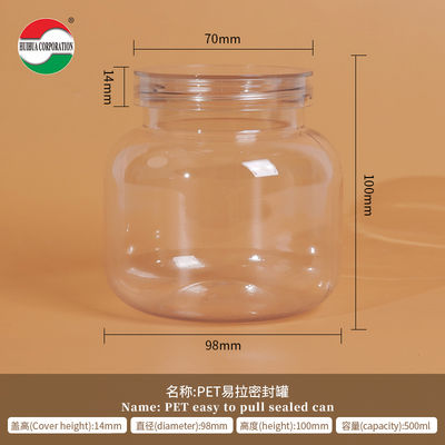 ขวด PET ขนาด 500 มล. พลาสติกใส ทรงกระบอก ปิดผนึก พร้อมฝาเกลียว HYP500-40g