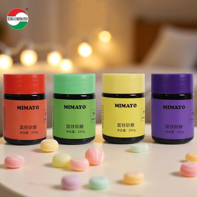 สีสันที่กําหนดเอง หมวกสกรูดํา กระปุกพลาสติก PET สีดํา พร้อมกระปุกสําหรับอาหาร วิตามินน้ําตาลหวานอ่อน ผลไม้แห้ง