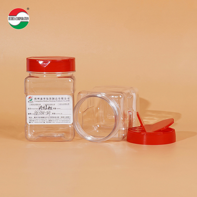 ขวดเชคพลาสติก 350ML ขวดเชคพลาสติกสำหรับบรรจุภัณฑ์สัตว์เลี้ยง ขวดโหล/ภาชนะใส่เครื่องเทศพลาสติก พร้อมฝาเปิดปิด