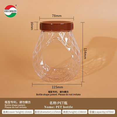Wholesale Premium 670ml Special Shaped  PET Empty Jar with Gasket and Screw Lid for Candy Cookie Food Grade Plastic Bottle