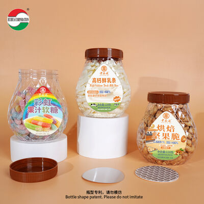 Wholesale 670mL 23oz Wide Mouth Canning PET Plastic Bottles Clear Empty Cans Food Grade Plastic Jars With Lid for Candy Food Packaging
