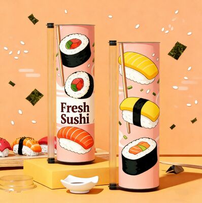 Customized Printed Biodegradable Sushi Push Pop Paper Tube Packaging Food Grade Push up Paper Canister Can