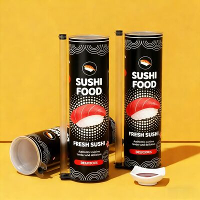 Custom Printed Food Grade Eco-Friendly Sushi Paper Tube Packaging with CMYK Printing and Push Up Paper Canister