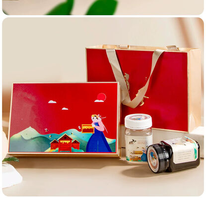 Custom Cardboard Honey Sachet Glass Jar Packing Gift Box Luxury Empty Honey Bottle Jar Packaging Box