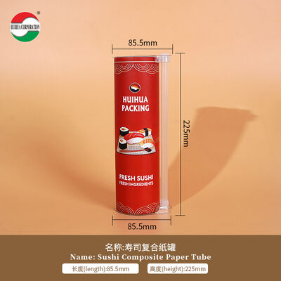 Custom Printed Food Grade Suka Sushi Push Pop Paper Tube Cylinder Paper Canister Sushi Paper Box Packaging