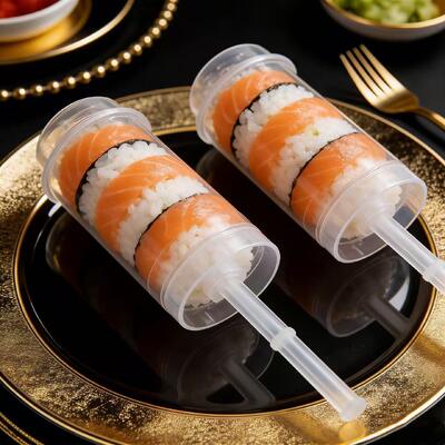 PP Plastic Takeout Sushi Roll Push up pop Tube Packaging Shooter Cup Cylinder Container with Lid