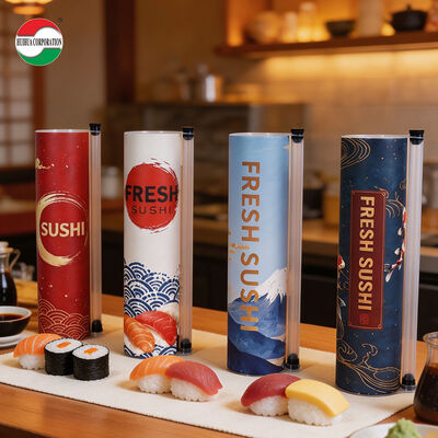 New Design Eco-Friendly Custom Printed Food Grade Pop Push Sushi Recycled Craft Paper Materials for Wholesale Retail Sushi Tube