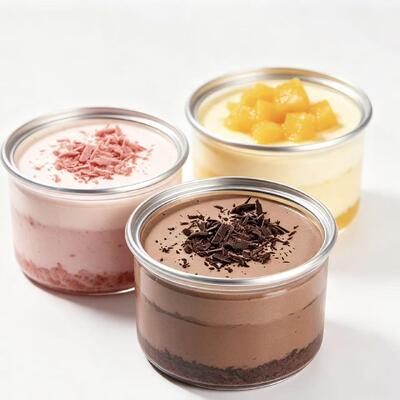 กลมใสพลาสติกกระป๋องเค้กบรรจุกล่องด้วยฝาปิดสําหรับ Dessert Tiramisu และ Mousse Cake Display