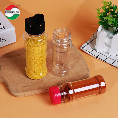 Salt Pepper Chili Cookie Seasoning Cylinder Container Screw Cap PET Plastic Spice Jar with Screen Printing for Cookware