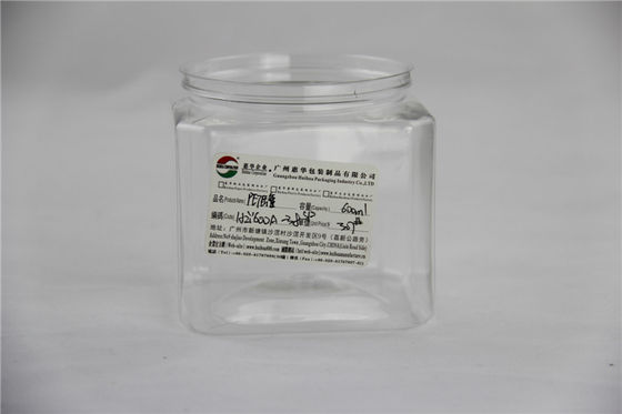 680ml ง่ายเปิดสแควร์ล้าง PET Jars อาหารเกรดขนมขบเคี้ยว / บรรจุคุกกี้
