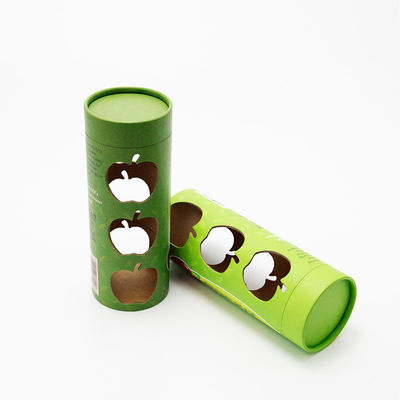 กระป๋องกระดาษสีทรงกลมบรรจุหลอดกระดาษ Apple Christmas